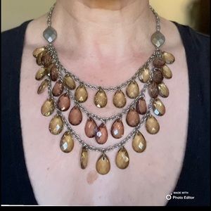 Gold and Amber Crystal Necklace